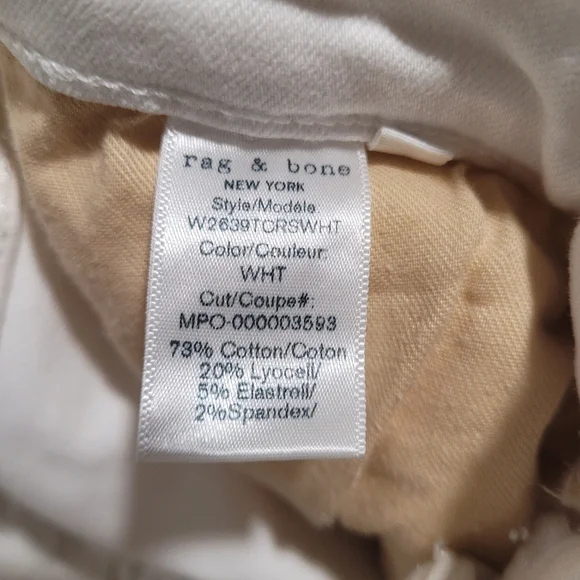 *SOLD* Rag & Bone High Rise White Jeans - Picture 5 of 5
